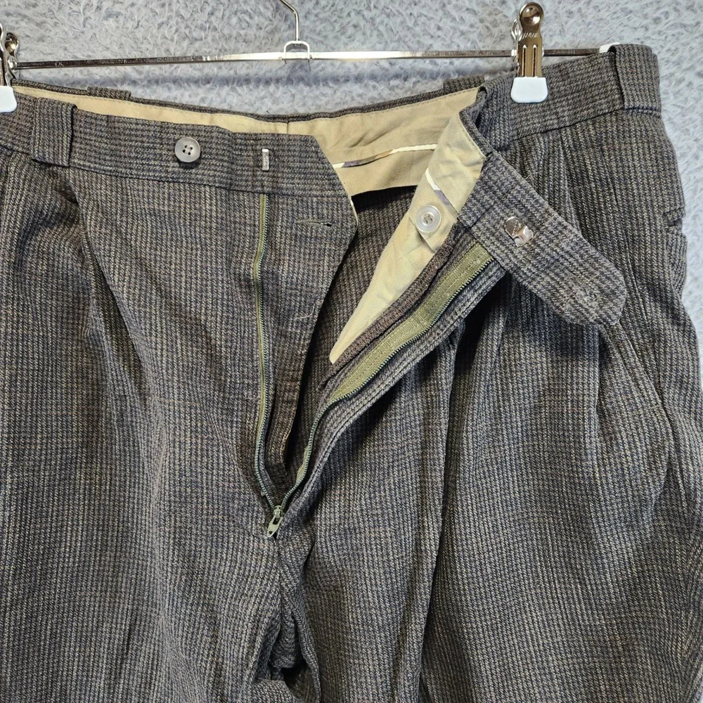 Keaton Chase‎ Grid Cuffed Trouser Pants Men's (Fits 36x29) Retro Business Casual